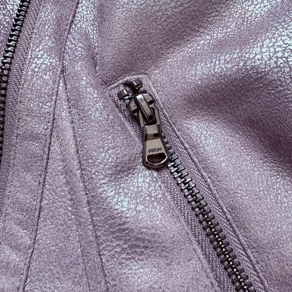 Guess Lavender Teddy Jacket with Cream Fur Collar - Picture 4 of 4